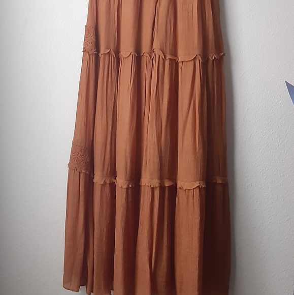 J Gee Women's Rust colored Boho Pheasant Maxi Dress Size Small - Picture 6 of 7